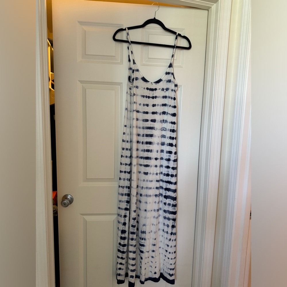 Blue and white tank maxi dress